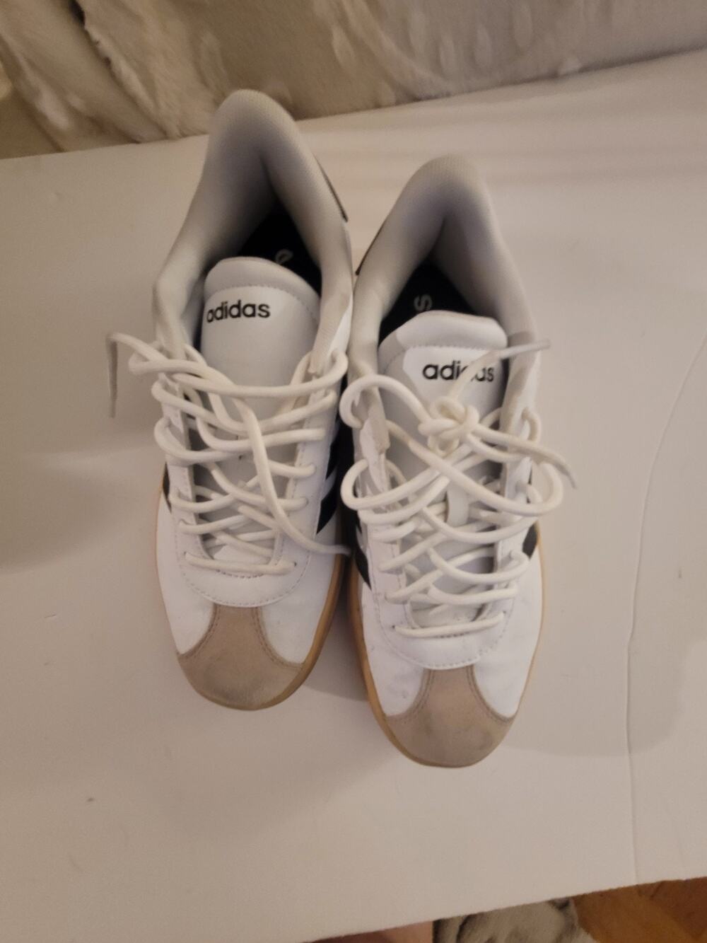 adidas women's platform Lace-Up Athletic Sneakers White/Black Gum HLX 04R001